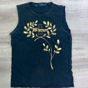 J. Lindeberg Black and Gold “Winner” Muscle Shirt - Size M